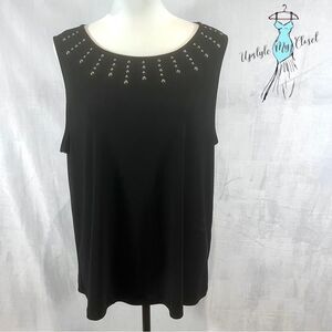 Kasper black silver and gold studded top size XL